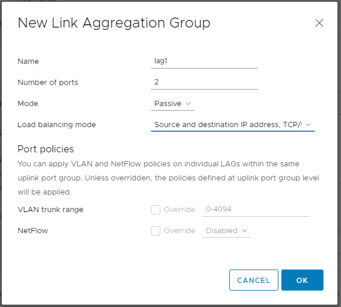 LACP Group settings
