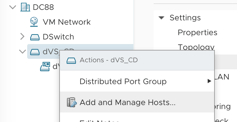 Adding ESXi host to vDS