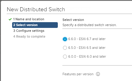 Choose distributed switch version